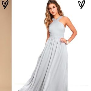 Lulu’s gray maxi dress bridesmaid